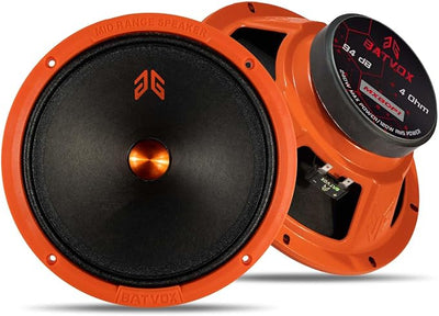 MX80P1 Loudspeaker 8 Inch Midrange 480 Watts 4 Ohms Orange Dust Cap, Premium Quality Audio Door Speakers for Car or Truck Stereo Sound System, Orange (2 Speakers)