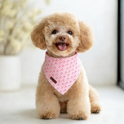 Bow Dog Bandana - Soft Pink Girly Dog Neck Scarf, Cute Spring Pet Bib for Medium Large Dogs, Sweet Photo Dogs Cats Prop for Daily Use Parties & Pet Photography L