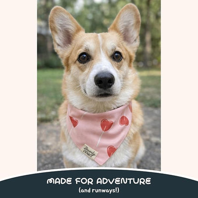Snap-On Dog Bandana for Small Medium Large Pets, Dogs Cats Adjustable Handkerchief Scarf for Girl & Boy, Funny Cute Puppy Apparel & Accessories (Heart Lollipops, Small)