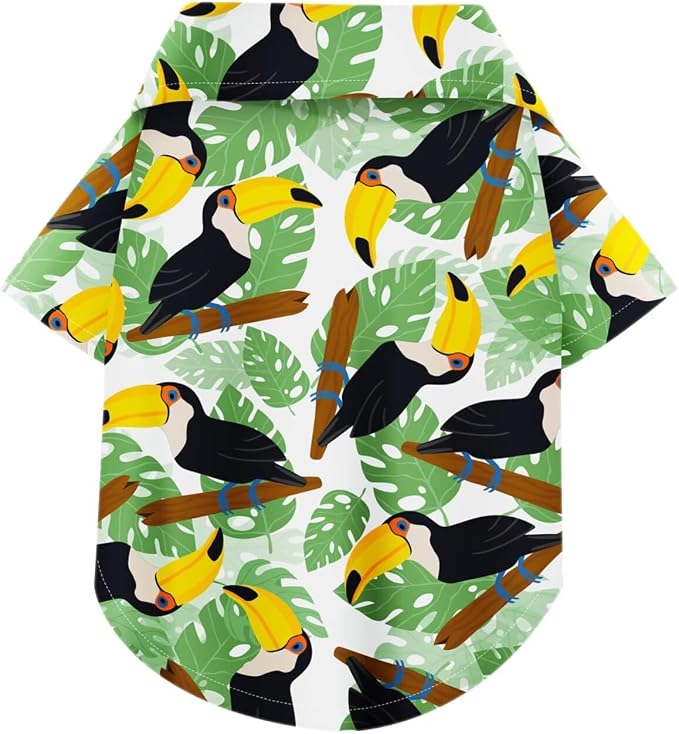 Hawaiian Dog Shirt – Lightweight and Breathable Summer T-Shirt with Tropical Prints, Fun Beach Outfit for Small, Medium, and Large Dogs, Perfect for Hot Days and Outdoor Vacation.Hornbill 4XL