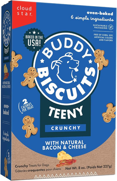 Buddy Biscuits Teeny Crunchy Dog Treats, Bacon & Cheese, 8 oz. Box