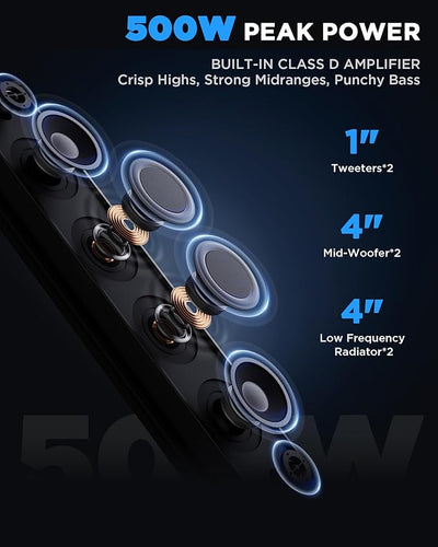 Ehaho 25 Inch UTV Sound Bar, IP66 Waterproof Bluetooth Golf Cart Sound Bar, ATV SoundBar with RGB Lighting, Amplified Powersports SXS SoundBar, UTV Speakers Compatible with Polaris RZR Can-Am