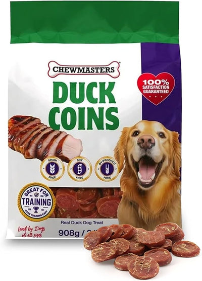 Chewmasters Duck Coins - Protein Packed Duck Dog Treats, Low Fat Training Rewards with Real Duck, No Corn Soy Wheat, Simple Recipe Dog Duck Treats for All Breeds - 32 oz