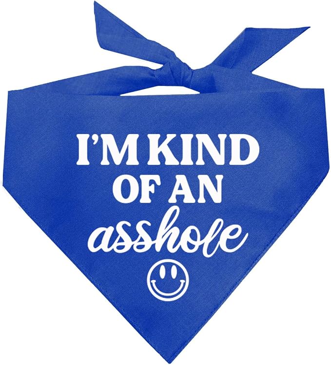 I'm Kind of an A (Problem) Dog Bandana | 100% Cotton Adjustable Triangle | Made in USA | Do Not Pet | Funny Warning for Reactive or Moody Dogs |Royal, X-Small (31)