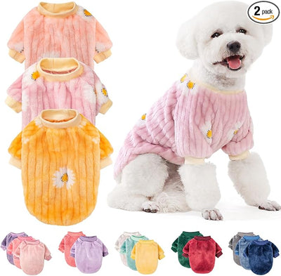 FabriCastle Small Dog Sweaters, 3-Pack Dog Clothes for Small Dogs Girl & Cats, Ultra Soft and Warm Pet Coats, Winter Pet Jacket, Doggy Apparel Costumes, Puppy Outfits (Pink,Violet,Yellow, Large)