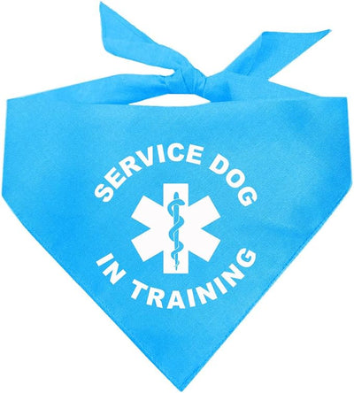 Service Dog in Training Dog Bandana | 100% Cotton Adjustable Triangle |Service Dog | Working Animal | Assistance |Turquoise, One Size (289)