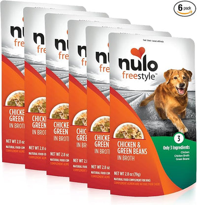 Nulo Freestyle Chicken & Green Beans in Broth Real Meat Dog Food Topper, 2.8 Ounce (Pack of 6)