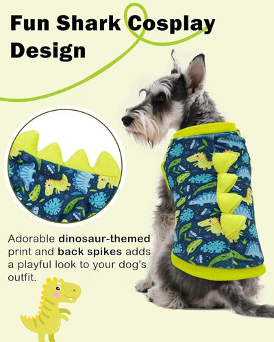CuteBone Dinosaur Costume Dog Shirt, Stretchy Velvet T-Shirt Clothes for Small Dogs, Soft & Breathable Pet Tee Outfit Cat Apparel for Daily Wear, Cozy Pullover Design Puppy Fashion COSBX06M