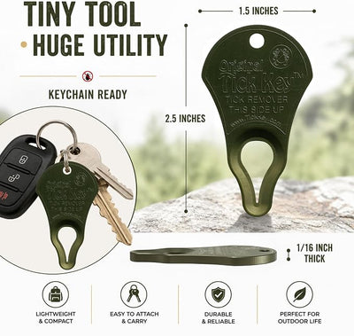 The Original Tick Key - Tick Detaching Device - Portable, Safe and Highly Effective Tick Detaching Tool (Olive Green Drab)