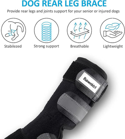 Dog Leg Brace for Back Legs, Canine Hind Hock Brace, Joint Compression Warps Support for Rear Leg with Injury Sprain, Wound Care for Loss of Stability from Arthritis Torn ACL (1 Pair)