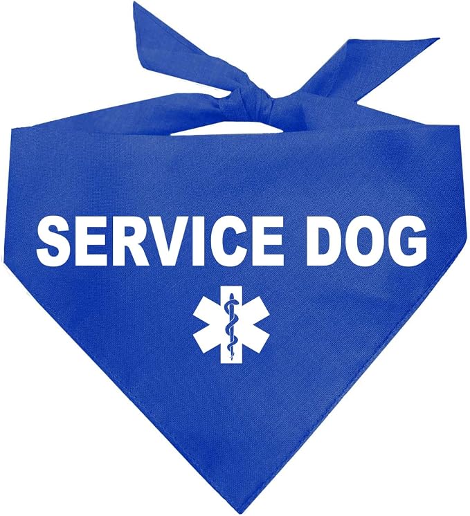Service Dog Dog Bandana | 100% Cotton Adjustable Triangle |Service Dog | Working Animal | Assistance |Royal, X-Small (307)