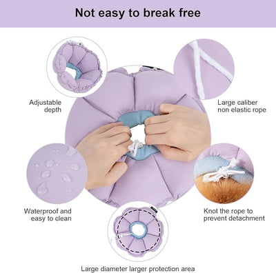 H HIDREAM Dog Cone Collar Stress-Free Recovery Cone Alternative: Adjustable Depth & Diameter for Wide-Neck Dogs (Pugs, Bulldogs, Bullies) Purple Flower XL-B