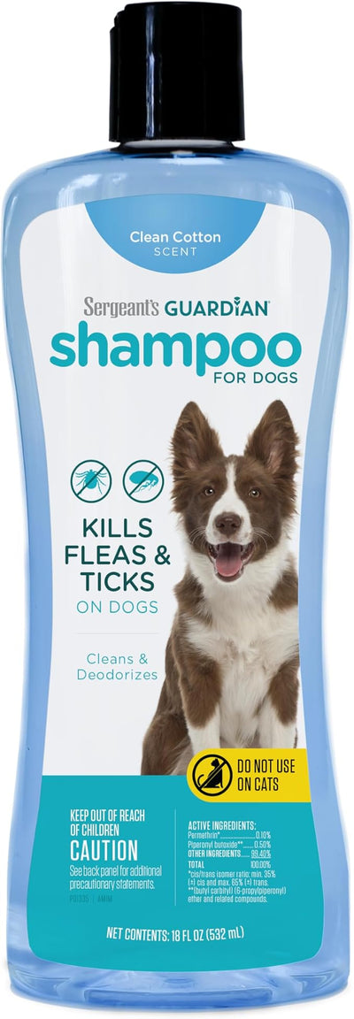 Sergeant's Guardian Flea & Tick Dog Shampoo, Clean Cotton Scent, 18 oz.