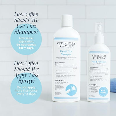 Veterinary Formula Flea and Tick Bundle – Prevention Spray for Dogs, 8 oz + 16 oz Shampoo for Dog Flea & Tick Control