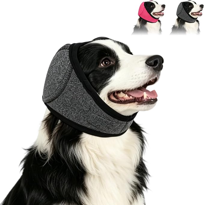 Noise Cancelling Ear Wrap, Dog No Shake Ear Wraps, Comfortable Quiet Dogs Calming Hoodie, Adjustable, Effectively isolates Noise from Fireworks, Thunder, and Vacuum Cleaners (Gray, M)