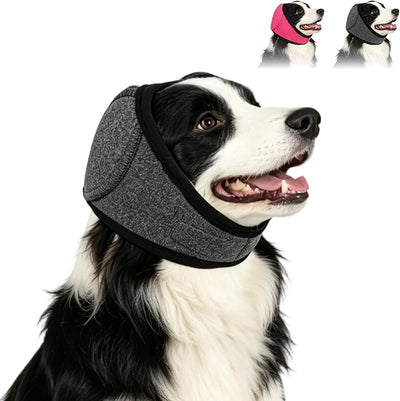 Noise Cancelling Ear Wrap, Dog No Shake Ear Wraps, Comfortable Quiet Dogs Calming Hoodie, Adjustable, Effectively isolates Noise from Fireworks, Thunder, and Vacuum Cleaners (Gray, M)