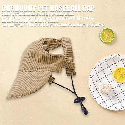 Dog Baseball Cap, Dog Cat Summer Beach Visor Hat with Ear Holes, Adjustable Puppy Sunbonnet Headdress (Brown, Small)