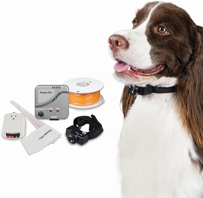 Premier Pet In-Ground Fence System Customizable Pet Fence for Small and Large Dogs, Coverage Up to 1/3 Acre & Expandable up to 5 Acres, Waterproof Adjustable Collar, Replaceable Battery