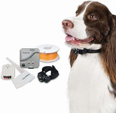 Premier Pet In-Ground Fence System Customizable Pet Fence for Small and Large Dogs, Coverage Up to 1/3 Acre & Expandable up to 5 Acres, Waterproof Adjustable Collar, Replaceable Battery