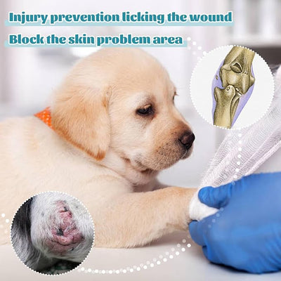 ROZKITCH Leg Sleeve for Dogs for Front Right Left Leg, Pet Prevent Licking Wound Elbow Protector, Dog Recovery Suit Cone Collar Alternative for Sprain ACL CCL Arthritis Joint Care Zebra M