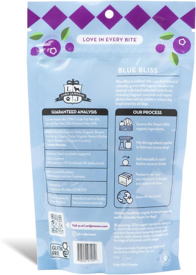 Lord Jameson Blue Bliss 6 oz: Organic Soft & Chewy Dog Treats | Natural Puppy & Senior Treats | Easy Chew Hypoallergenic Dog Snacks | Gourmet Healthy Training Treats for Small & Large Dogs