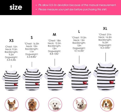 Dog Shirts for Large Dogs, Striped T-Shirts Dog Vest Pet Apparel Tee Shirts Spring Summer Suitable for Small and Medium Large Pets French Bulldog Bichon, Turquoise XL