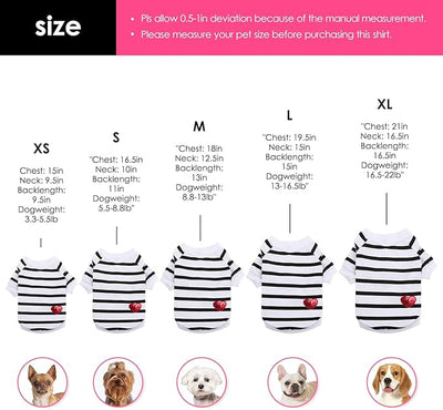 Pet Dog Striped T-Shirt Dogs Cats Cotton Vest Spring Summer Pet Apparel Tee Shirt Suitable for Small and Medium Large Pets French Bulldog Bichon