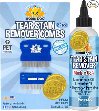 Bodhi Dog Tear Stain Remover & Tear Stain Remover Combs - Gently Removes Stains, Dirt from Pet Eyes - Safe & Gentle on Dogs and Cats - Cleans Delicate Fur - Ideal for Grooming & Tear Stain Prevention