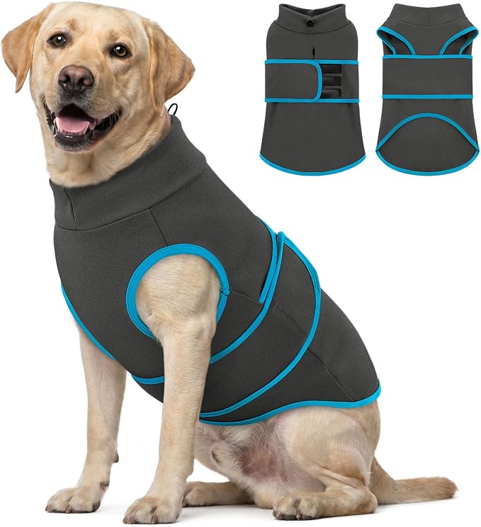 Queenmore Breathable Dog Anxiety Calming Vest,Adjustable &Lightweight Dog Calming Shirt for Thunder,Fireworks,Separation,Dogs Stress and Anxiety Relief Coat,Compression Shirt for Large Dogs,Grey,XL