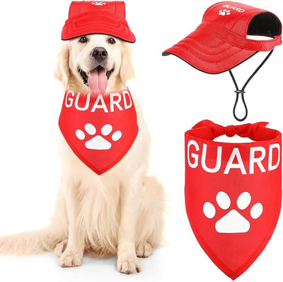 Geyoga Guard Pet Costume Set Dog Cosplay Clothes Outfit Accessories Include Baseball Hat and Dog Bandana for Pet Party Supplies(M)