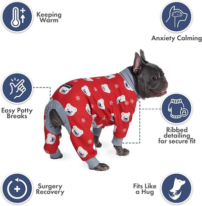 Spark Paws Dog Christmas Pajama, Dog Recovery Suit Male, Onesie, Ultra-Soft and 4-Way Stretch, for Small Medium and Large Breeds - Polar Bear - L