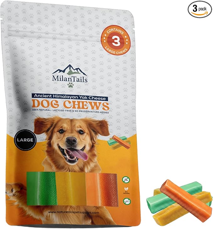 Premium Natural Fruit-Flavored Himalayan Yak Chew for Dogs - 300g, All-Natural, Long-Lasting, Authentic Yak Milk, Healthy Dental Chew (Large, Assorted (Pumpkin, Mint, Turmeric))