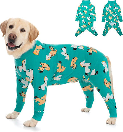Dog Recovery Suit After Surgery Female Male, Medium Large Dog Neuter Shirt Cone Alternatives Prevent Licking Surgical Onesies (Green Pony, 7XL)