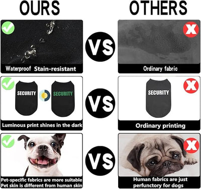 Upgraded Dog Security Shirt Vest for Puppy, Cat, and Dog, Cotton Technical Fabric with Fluorescent Printing, Large Medium Small (E6XL, Black)