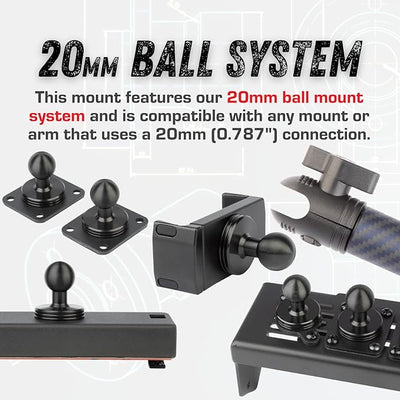 Bulletpoint Dash Mount Cell Phone Holder RAM Truck Compatible (2019+ 1500, 2500, 3500 and TRX) with 20mm Ball Mount - Compatible with iPhone and Android Smartphones (Dual Ball with 1 Phone Holder)
