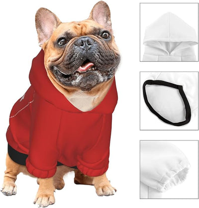 Dog Costume, Custom Dog Hoodie, Dog Name Costume Holiday Pet Pajamas Outfit, Personalized Pet Coat Costumes for Small Medium Large Dogs and Cats for Winter, Red, XL