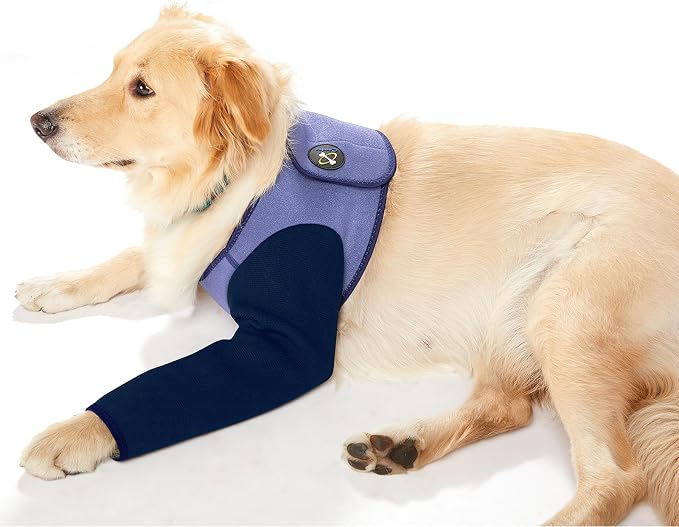 Coodeo Dog Recovery Suit, Cone Collar Alternative, Abrasion Resistant Dog Recovery Sleeve, Washable 2.5mm Thick and Waterproof, Pet Wounds Prevent Licking, Bite, Keep Dry（Purple，M