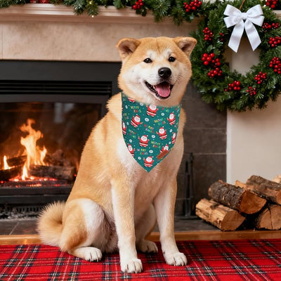 PTDECOR Christmas Dog Bandana, Snowman and Tree Santa Design Reversible Holiday Pet Scarf, Red Green Triangle Christmas Bandanas for Medium Large Dogs Pets (Large)