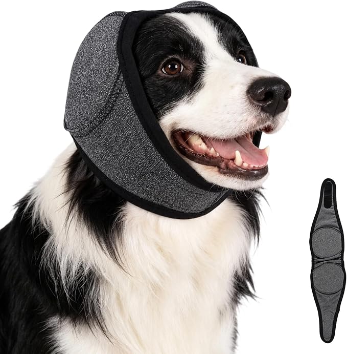 Noise Protection Ear Covers for Dog,Noise Cancelling Ear Wrap,Silent Dog Earmuffs Help Protect Against Noise and Reduce Anxiety,Adjustable Earmuffs are Suitable(Gray, Small)