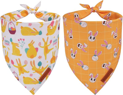 ADOGGYGO Easter Dog Bandanas, Bunny Egg Print Puppy Scarf, Premium Fabric, Adjustable Fit Happy Easter Bandanas for Extra Large Dogs (X-Large)