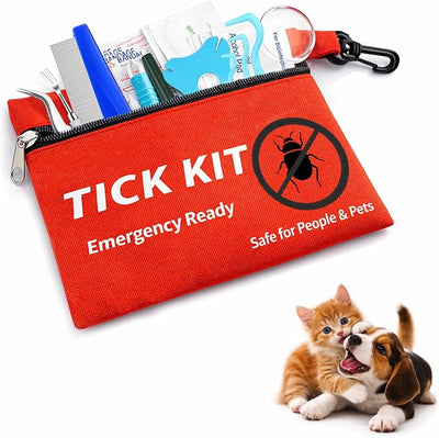 54-in-1 Tick Removal Tool Kit for Humans, Dogs, Cats, Stainless Steel Tick Tweezers, Tick Nippers, Tick Hooks, Tick Twisters, Tick Key, Flea Comb and Waterproof Travel Case for Hiking Camping Travel