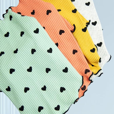 Pet Clothes for Small Dogs Cat Summer Fall Heart Print Shirt Stretchable Ruffle Long Sleeve Outfits for Chihuahua Schnauzer Shih Tzu Yorkie (Green, X-Large)