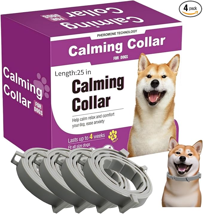 Calming Collar for Dogs 4 Packs,Dog Collars for Stress & Anxiety Relief Lasts 60 Days,Adjustable Dog Pheromone Calming Collars, Fit Small, Medium, and Large Dogs (25'' Length)