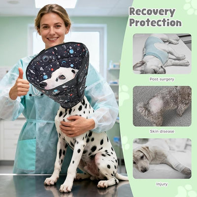 Avont Dog Cone Alternative, Adjustable Soft Comfy Foldable E Cones for Medium Large Dogs After Surgery, Escape-Proof Elizabethan Collar for Surgical Wound Recovery Stop Licking -Star(XL)