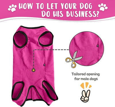 Dog's Recovery Suit Post Surgery Shirt for Puppy, Small Dog Surgical Recovery Suit for Female Male Dogs, Dog Onesie Protect Surgical Wound(Rose red-l)