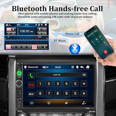 Car Stereo Double Din Bluetooth Car Radio 7 Inch MP5 Player HD Touch Screen FM Radio Audio Receiver AUX in USB TF Card Input UNITOPSCI Multimedia Player Mirror Link with Backup Camera