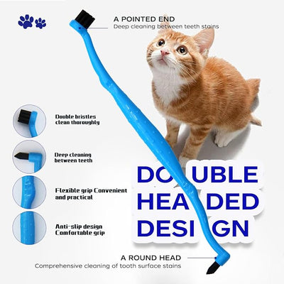 Dual Sided Cat Toothbrush Dog Toothbrush Finger Brush Micro Head to fit into Small to Large Dogs & Cats (Black, Small)