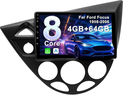 8Core 4G+64G Car Radio for Ford Focus 1998-2006: Upgrade Android 15 9" 1280 * 720P Touch Screen Stereo Head Unit CarPlay Android Auto, BT, WiFi 6, GPS, AM, FM, RDS, 36EQ, SWC, 1080P Backup Camera