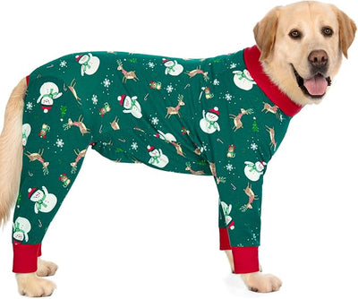 kzrfojy Dog Christmas Pajamas Dog Recovery Suit for Dogs After Surgery Female Male Medium Large Neuter Spay Onesie Prevent Licking Surgical Wound Cone Alternative (Green, 4X-Large (Pack of 1))