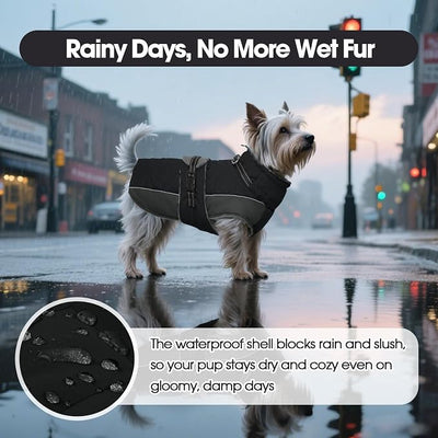 QBLEEV Warm Dog Jacket - Reflective, Adjustable Winter Coat with Turtleneck for Cold Weather, Waterproof Fleece Snowsuit for Small, Medium, Large Dogs